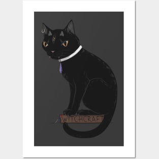 Three-Eyed Black Cat Learning Witchcraft Posters and Art